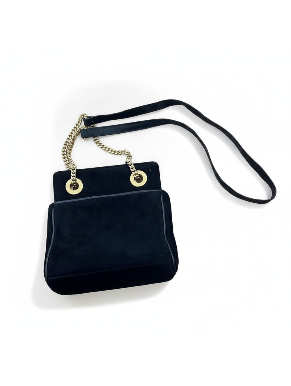 Vintage old money mob wife crossbody black velvet gold tone chain detail